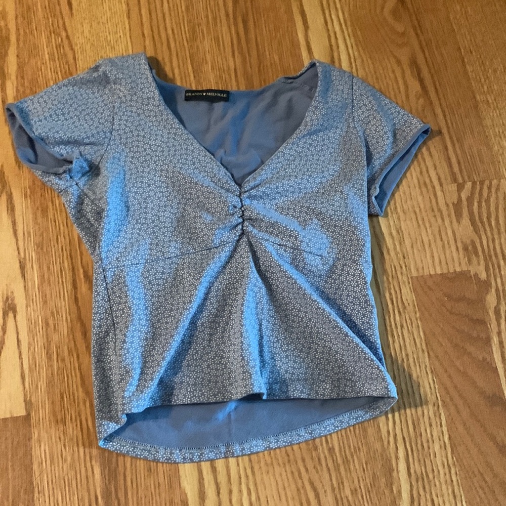 brandy melville floral blue top